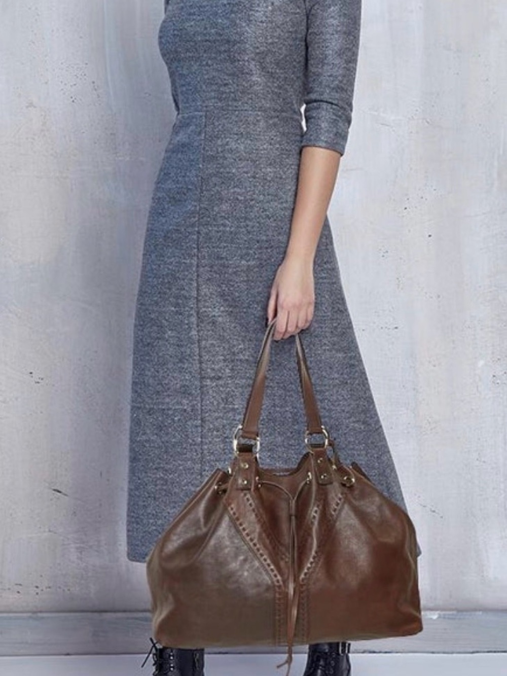 Yves Saint Laurent calf skin reversible, double sac Y tote. Bronze and Chocolate - Picture 4 of 14